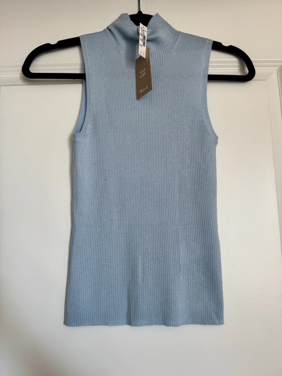 Madewell Tops - NWT! MADEWELL Women's Merino Wool-Silk Sweater Tank Mockneck Blue Mist Size XS